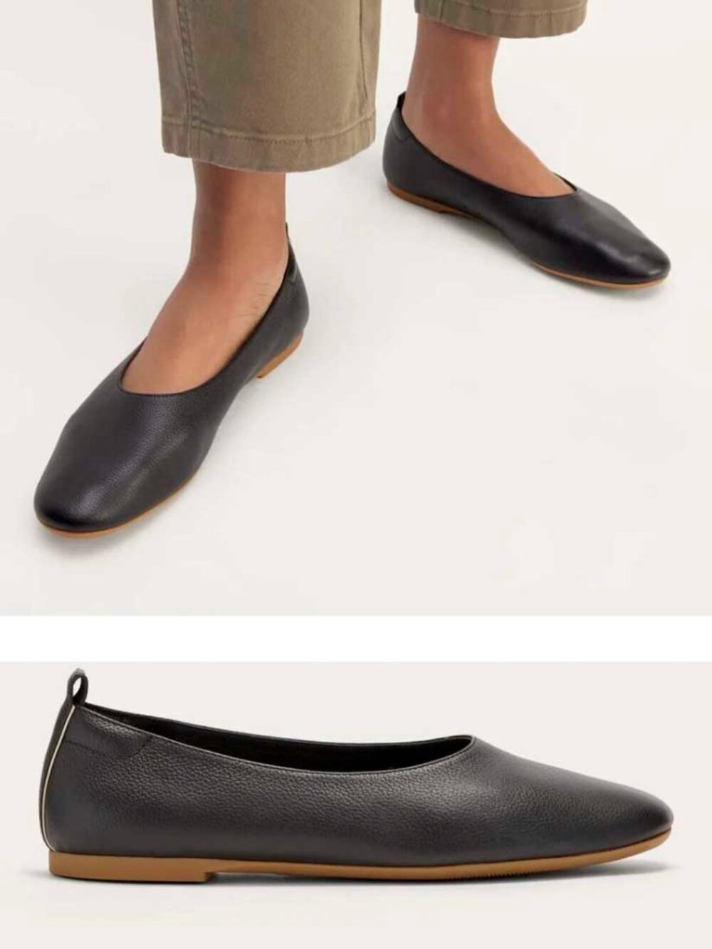 Everlane Women's The Day Glove Black Soft Leather Ballerina Flats Shoes NWOT 11